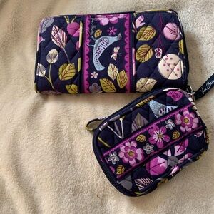 Vera Bradley Floral Wallet and Coin Purse - Purple and Yellow
